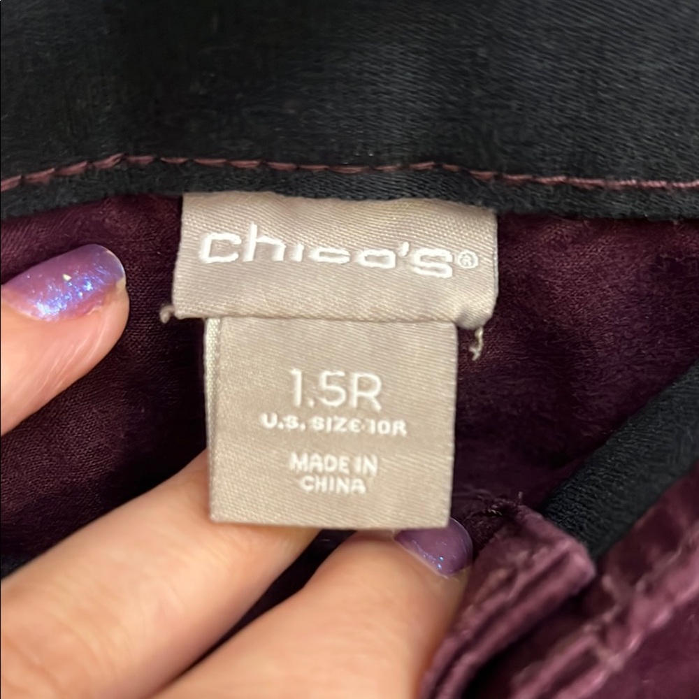 Chico's Dark Burgundy Straight Leg Pants Size 1.5R M 10 - Picture 2 of 10